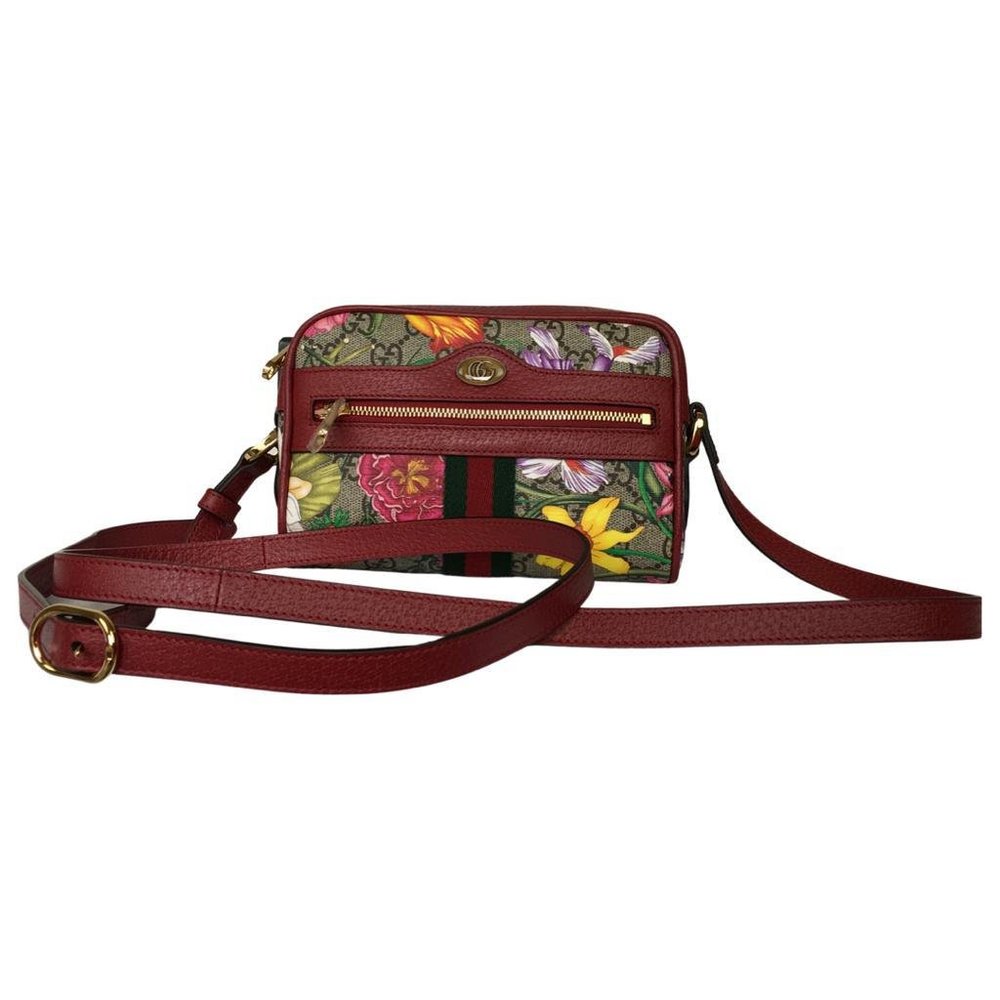 NWT Gucci Ophidia GG Flora Crossbody Bag Monogram Print Green & Red Web